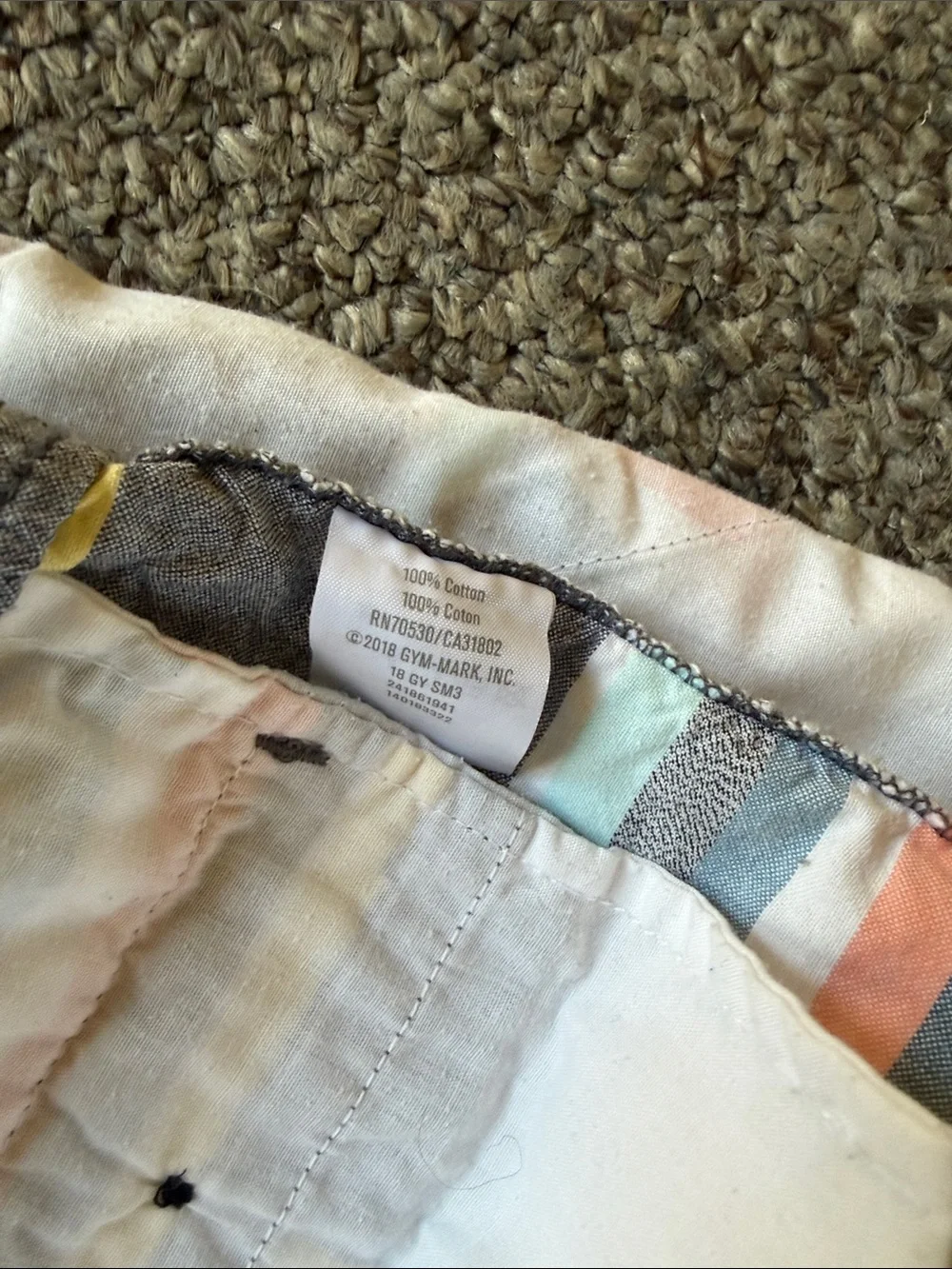 Gymboree Gray Striped Shorts with Mint, Peach & Yellow Accents